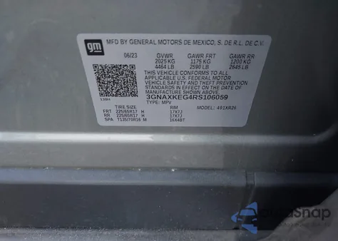 2024 Chevrolet Equinox Fwd Lt from USA, damaged, VIN 3GNAXKEG4RS106059